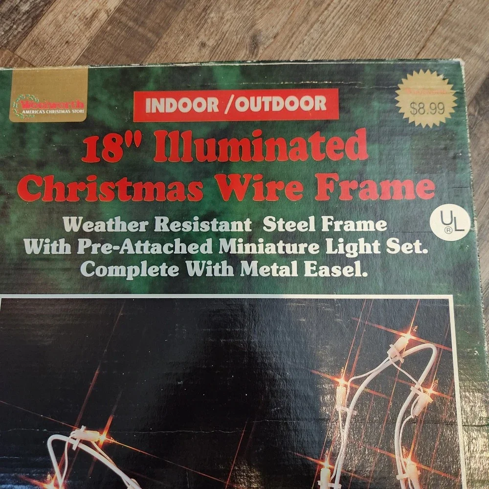 Vintage Woolworth 18in Illuminated Christmas Wire Frame‎ Sleigh Lighted White